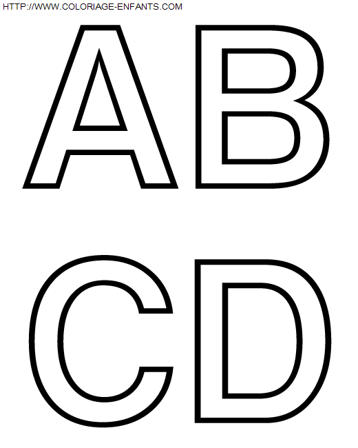 coloriage Alphabet Simple avec les lettres ABCD