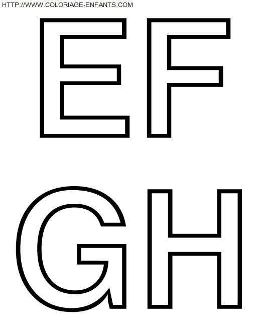 coloriage Alphabet Simple avec les lettres EFGH
