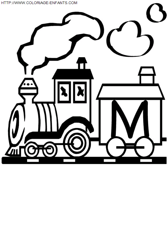 coloriage Alphabet Train Lettre M