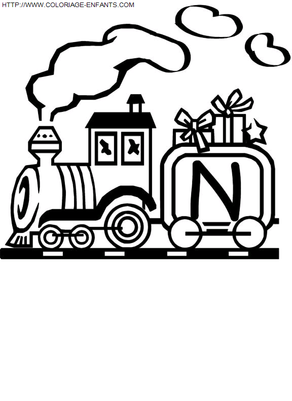 coloriage Alphabet Train Lettre N