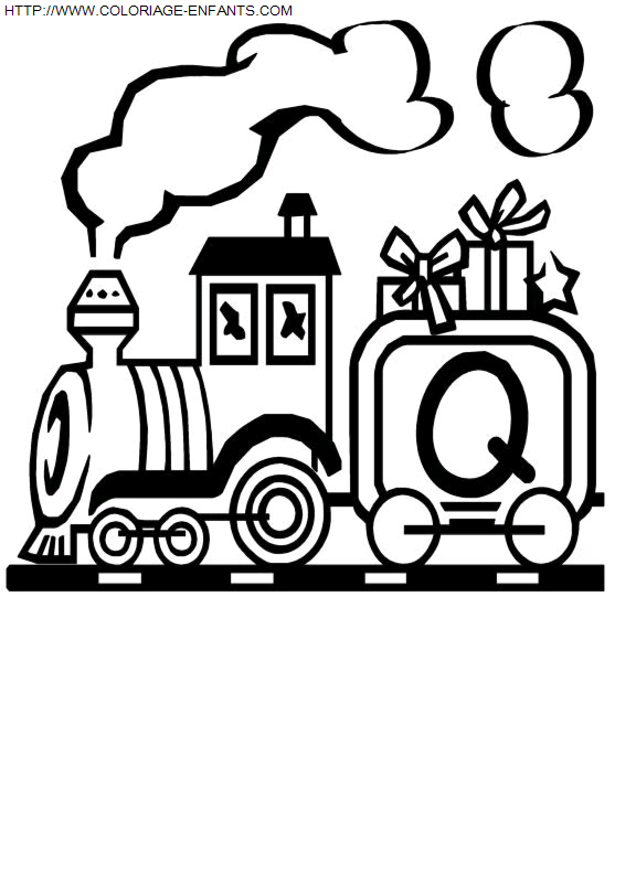 coloriage Alphabet Train Lettre Q