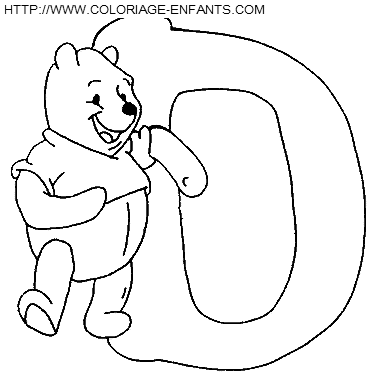 coloriage Alphabet Winnie lettre D avec Winnie