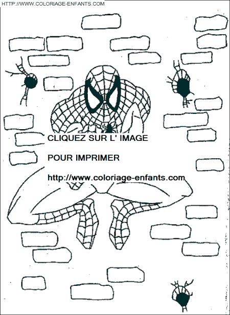 coloriage spiderman contre un mur