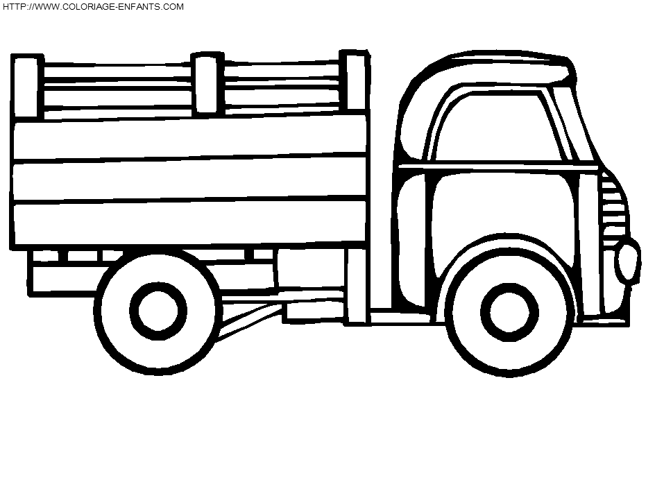 coloriage camion remorque en bois