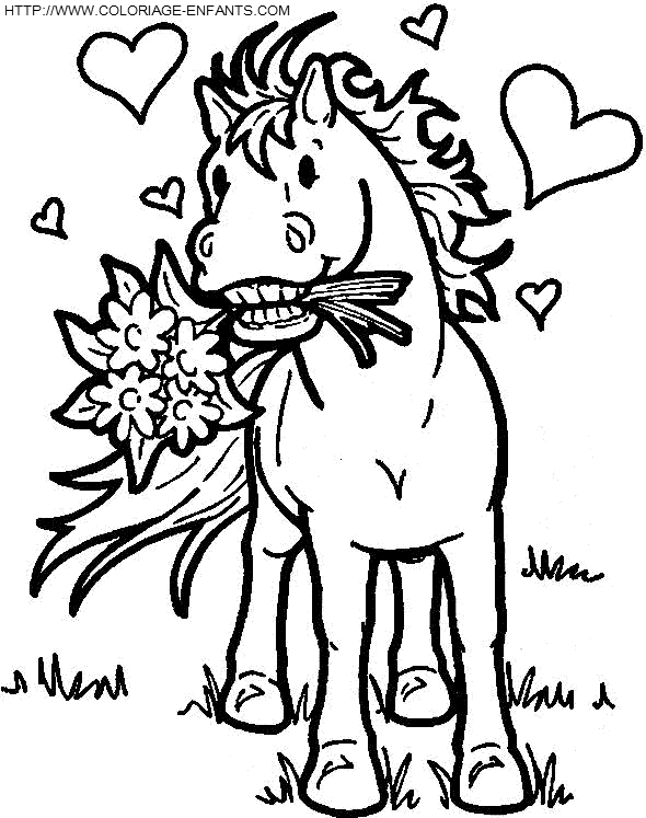 coloriage cheval amoureux