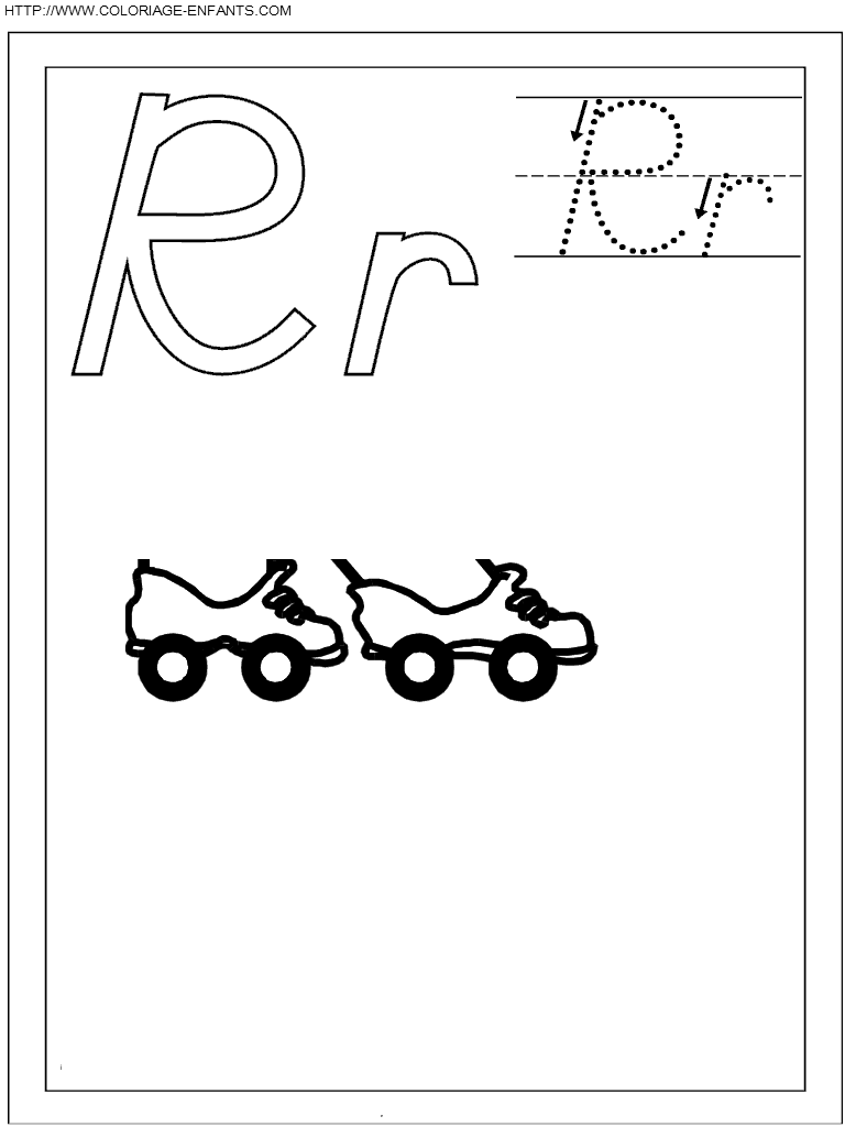 coloriage ecriture 1 lettre r comme roller skate