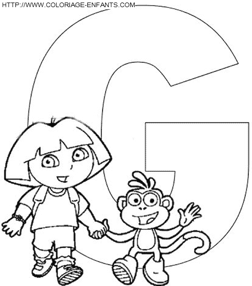 coloriage Alphabet Dora lettre G