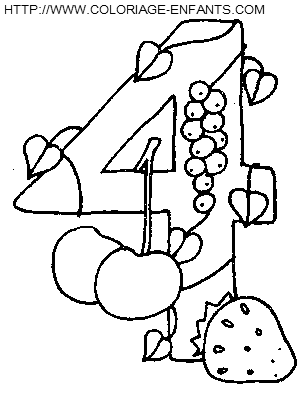 coloriage nombres fruits chiffre4