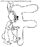 coloriage alphabet winnie lettre f avec le lapin